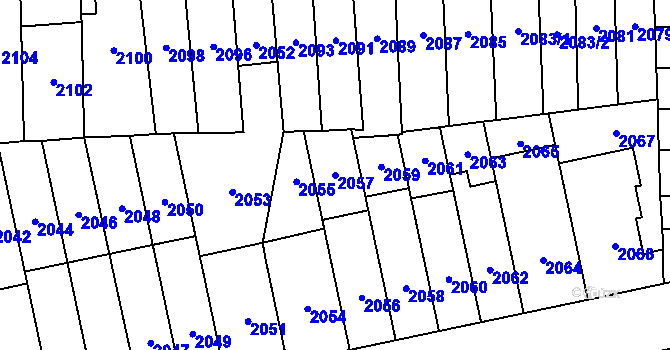 Parcela st. 2057 v KÚ Židenice, Katastrální mapa
