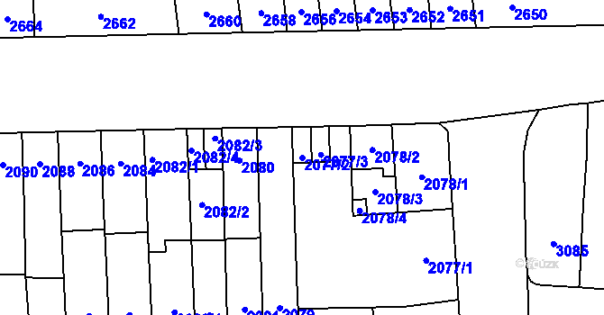 Parcela st. 2077/2 v KÚ Židenice, Katastrální mapa