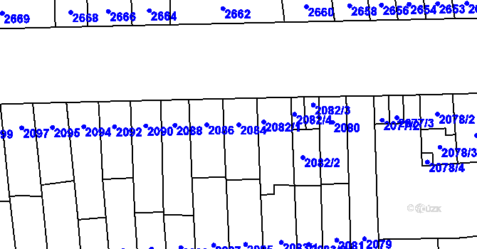 Parcela st. 2084 v KÚ Židenice, Katastrální mapa