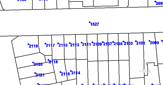 Parcela st. 2111 v KÚ Židenice, Katastrální mapa