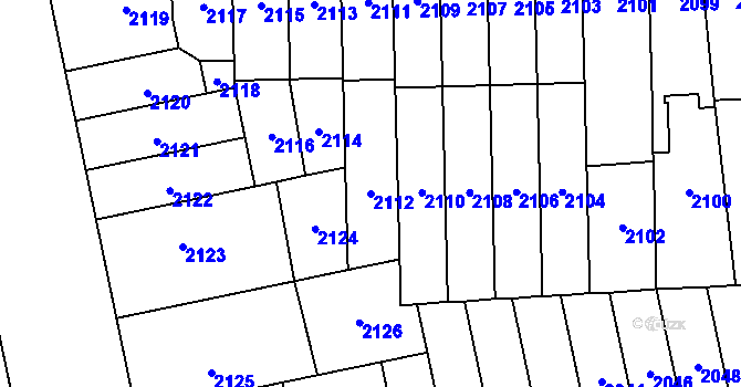 Parcela st. 2112 v KÚ Židenice, Katastrální mapa