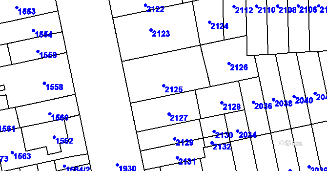 Parcela st. 2125 v KÚ Židenice, Katastrální mapa