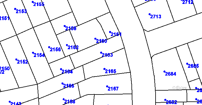 Parcela st. 2163 v KÚ Židenice, Katastrální mapa
