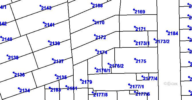 Parcela st. 2174 v KÚ Židenice, Katastrální mapa