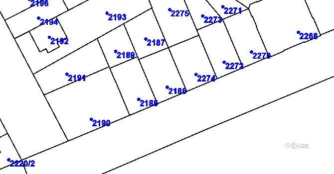 Parcela st. 2186 v KÚ Židenice, Katastrální mapa