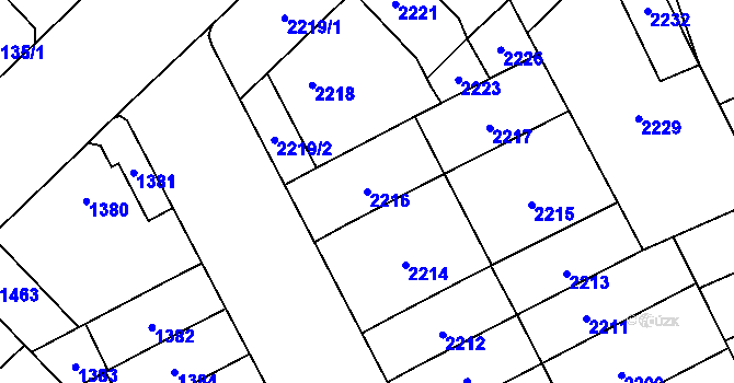 Parcela st. 2216 v KÚ Židenice, Katastrální mapa