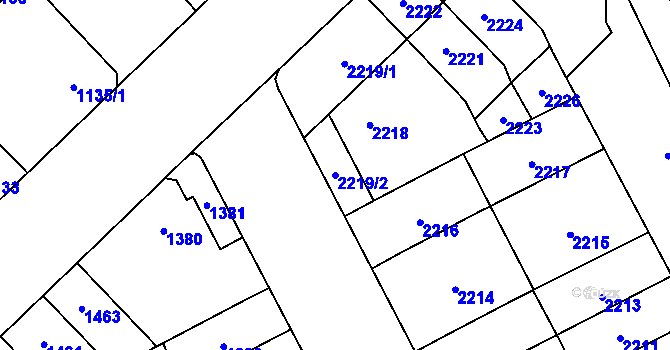 Parcela st. 2219/2 v KÚ Židenice, Katastrální mapa