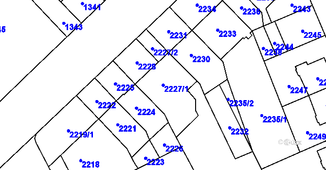 Parcela st. 2227/1 v KÚ Židenice, Katastrální mapa