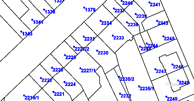 Parcela st. 2230 v KÚ Židenice, Katastrální mapa
