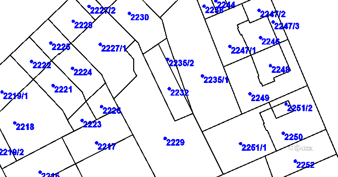 Parcela st. 2232 v KÚ Židenice, Katastrální mapa