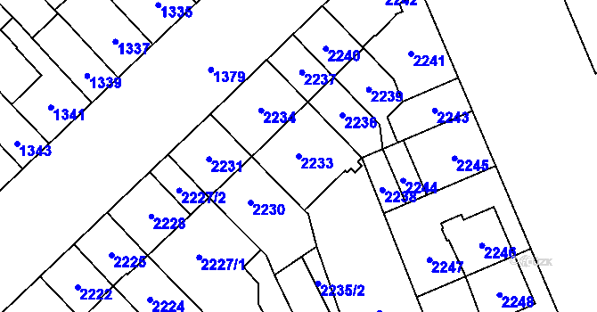 Parcela st. 2233 v KÚ Židenice, Katastrální mapa