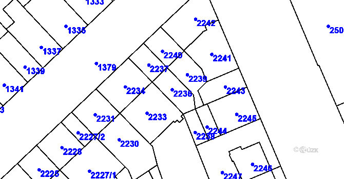 Parcela st. 2236 v KÚ Židenice, Katastrální mapa