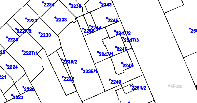 Parcela st. 2247 v KÚ Židenice, Katastrální mapa