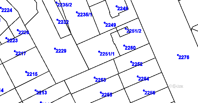 Parcela st. 2251/1 v KÚ Židenice, Katastrální mapa