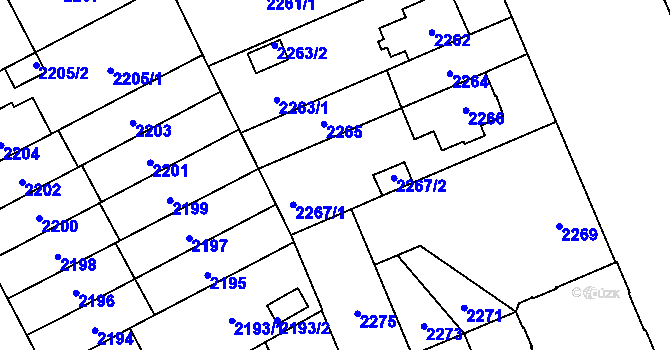 Parcela st. 2267 v KÚ Židenice, Katastrální mapa