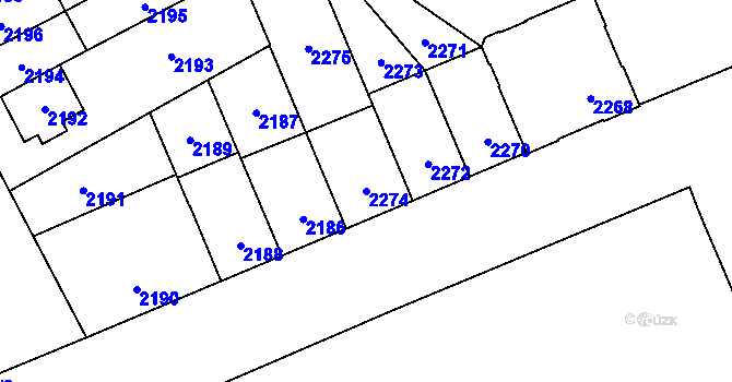 Parcela st. 2274 v KÚ Židenice, Katastrální mapa