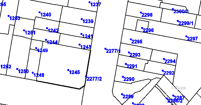 Parcela st. 2277 v KÚ Židenice, Katastrální mapa