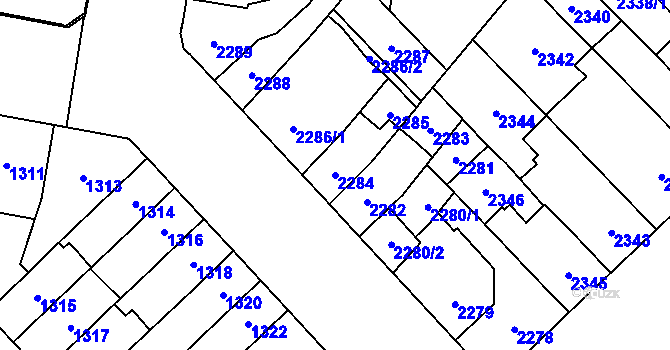 Parcela st. 2284 v KÚ Židenice, Katastrální mapa