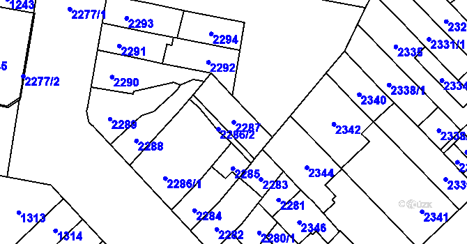 Parcela st. 2287 v KÚ Židenice, Katastrální mapa