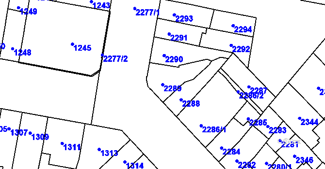 Parcela st. 2289 v KÚ Židenice, Katastrální mapa