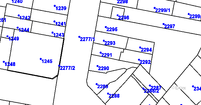 Parcela st. 2291 v KÚ Židenice, Katastrální mapa