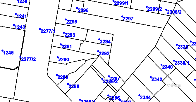Parcela st. 2292 v KÚ Židenice, Katastrální mapa