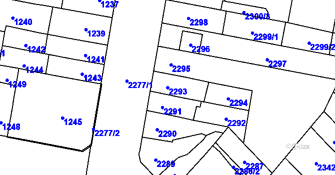 Parcela st. 2293 v KÚ Židenice, Katastrální mapa