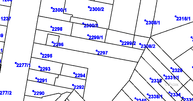 Parcela st. 2297 v KÚ Židenice, Katastrální mapa