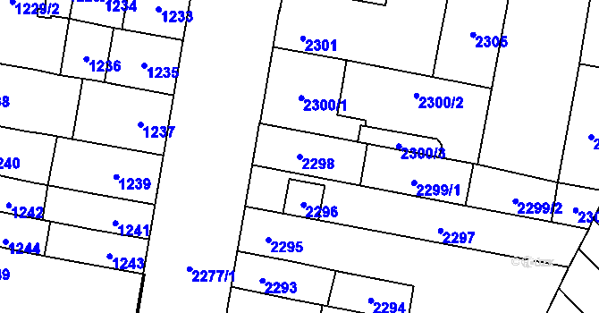 Parcela st. 2298 v KÚ Židenice, Katastrální mapa