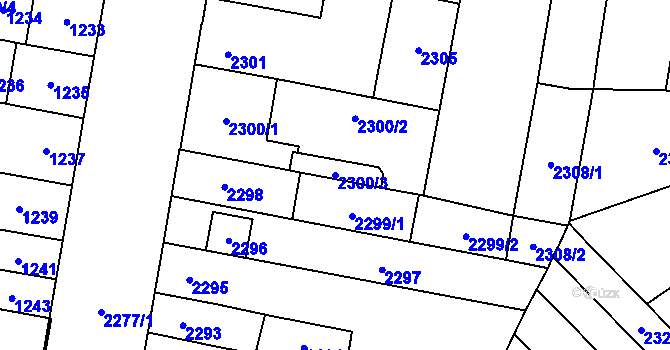 Parcela st. 2300/3 v KÚ Židenice, Katastrální mapa