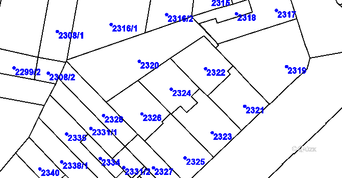 Parcela st. 2324 v KÚ Židenice, Katastrální mapa