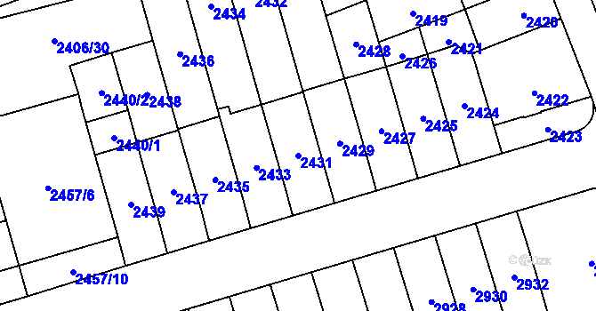 Parcela st. 2431 v KÚ Židenice, Katastrální mapa