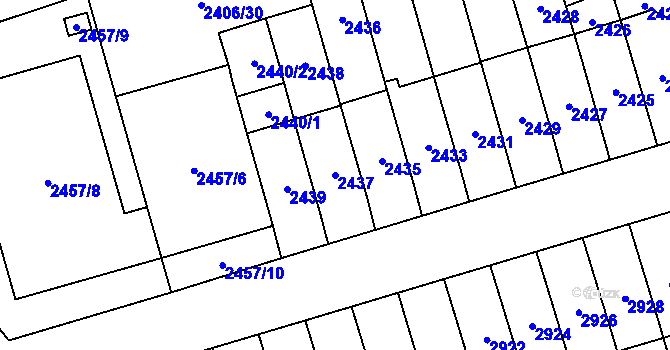 Parcela st. 2437 v KÚ Židenice, Katastrální mapa