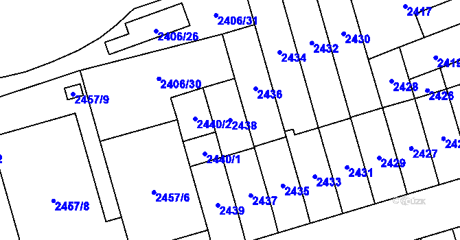 Parcela st. 2438 v KÚ Židenice, Katastrální mapa