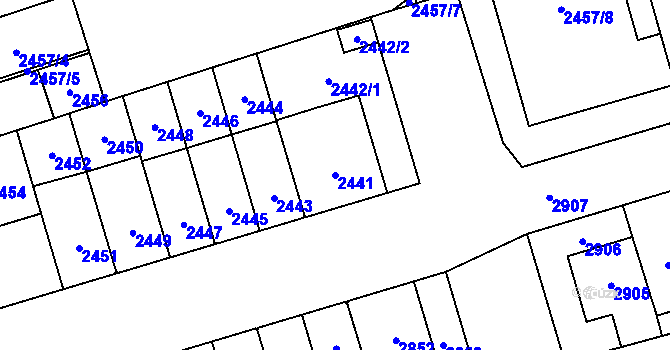 Parcela st. 2441 v KÚ Židenice, Katastrální mapa