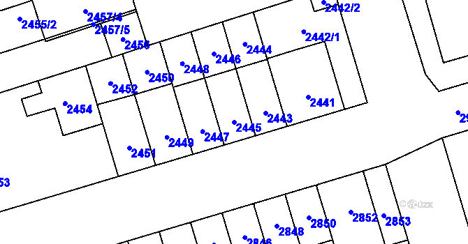 Parcela st. 2445 v KÚ Židenice, Katastrální mapa