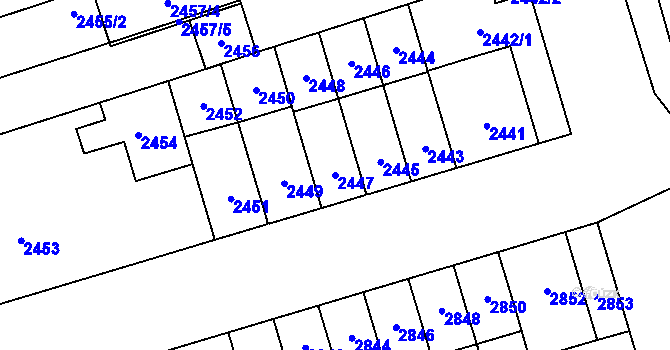 Parcela st. 2447 v KÚ Židenice, Katastrální mapa