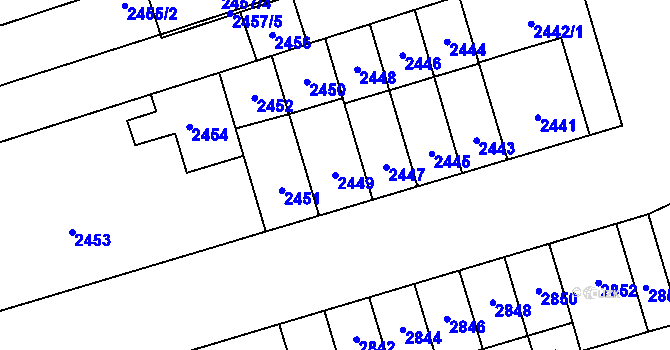 Parcela st. 2449 v KÚ Židenice, Katastrální mapa