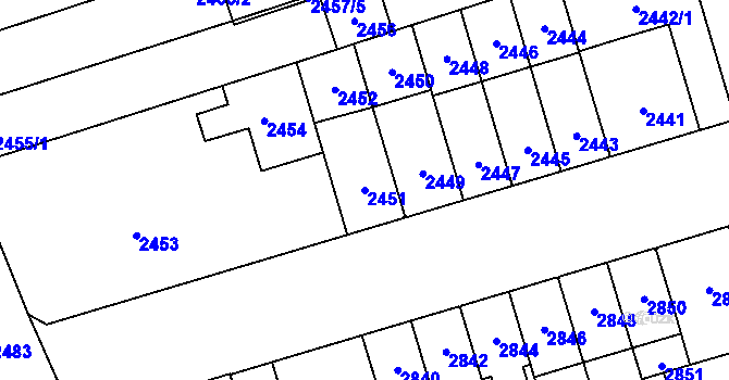 Parcela st. 2451 v KÚ Židenice, Katastrální mapa
