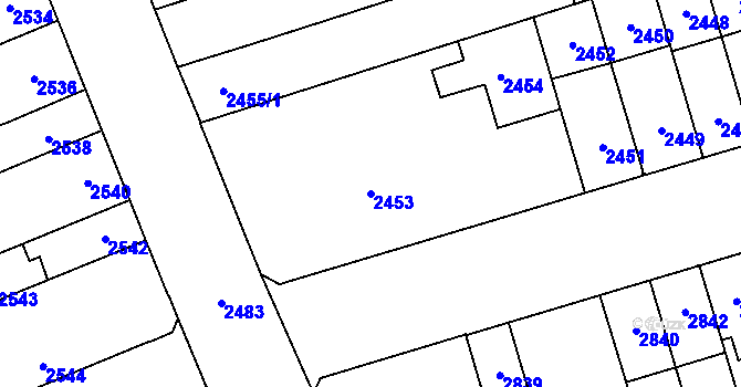 Parcela st. 2453 v KÚ Židenice, Katastrální mapa