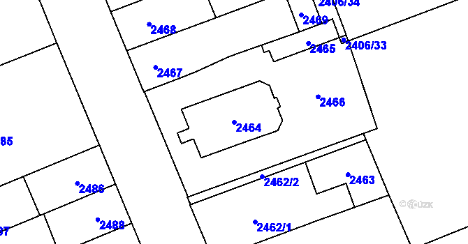 Parcela st. 2464 v KÚ Židenice, Katastrální mapa