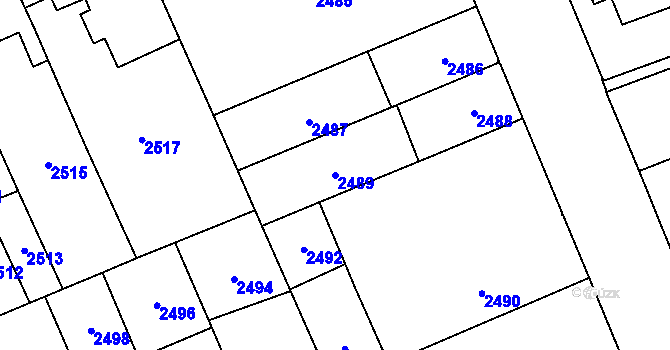 Parcela st. 2489 v KÚ Židenice, Katastrální mapa