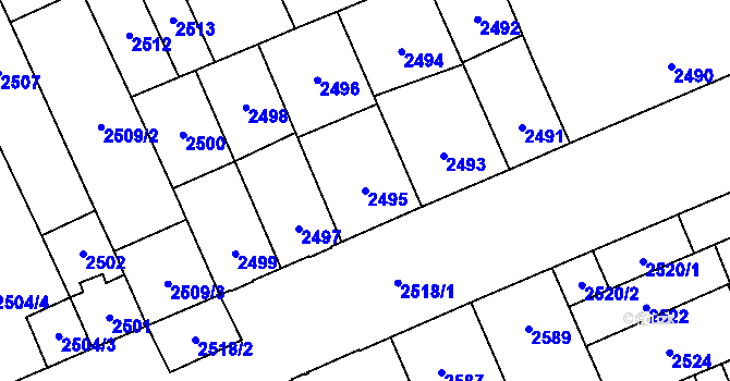 Parcela st. 2495 v KÚ Židenice, Katastrální mapa