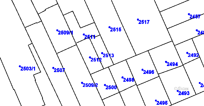 Parcela st. 2513 v KÚ Židenice, Katastrální mapa