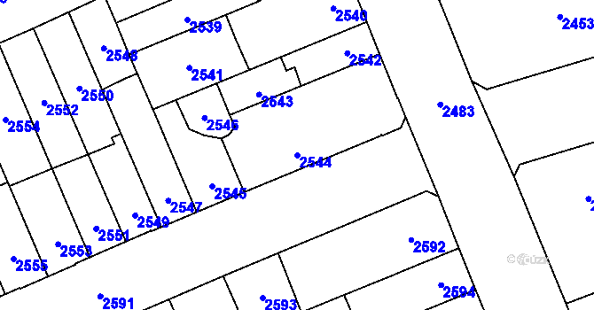 Parcela st. 2544 v KÚ Židenice, Katastrální mapa
