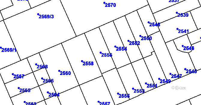 Parcela st. 2556 v KÚ Židenice, Katastrální mapa