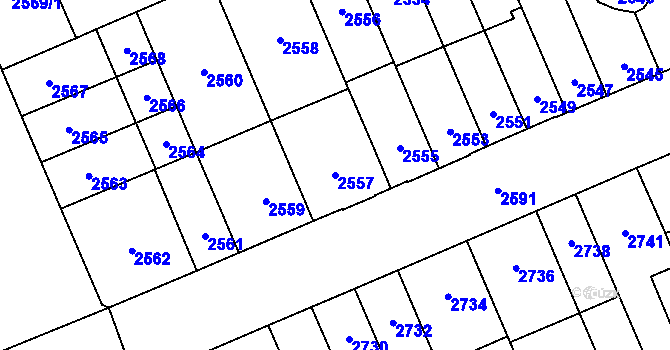 Parcela st. 2557 v KÚ Židenice, Katastrální mapa