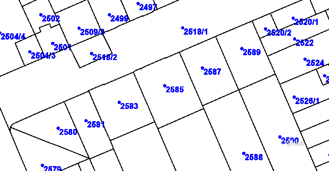 Parcela st. 2585 v KÚ Židenice, Katastrální mapa