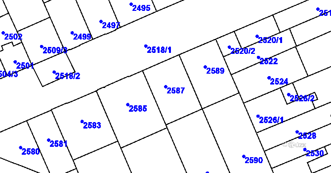 Parcela st. 2587 v KÚ Židenice, Katastrální mapa