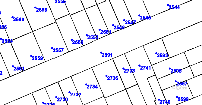 Parcela st. 2591 v KÚ Židenice, Katastrální mapa